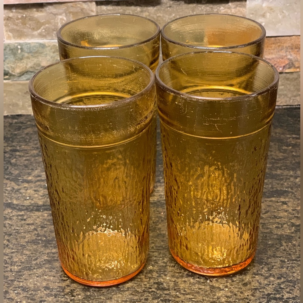 KERR | Set of 4 | Vintage Amber Glass Tumblers